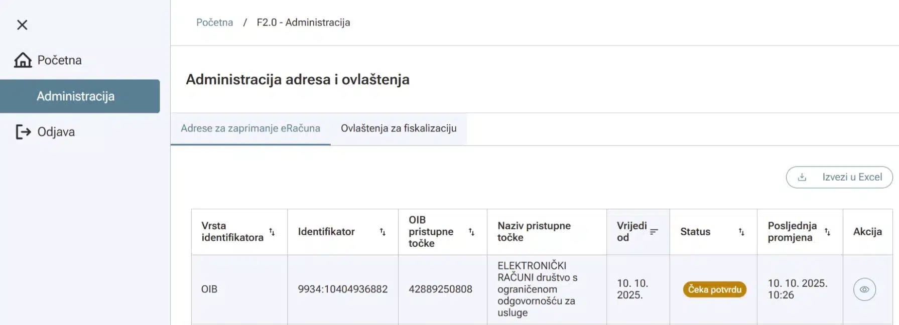Klikom na opciju Administracija, otvorit će vam se sljedeće sučelje